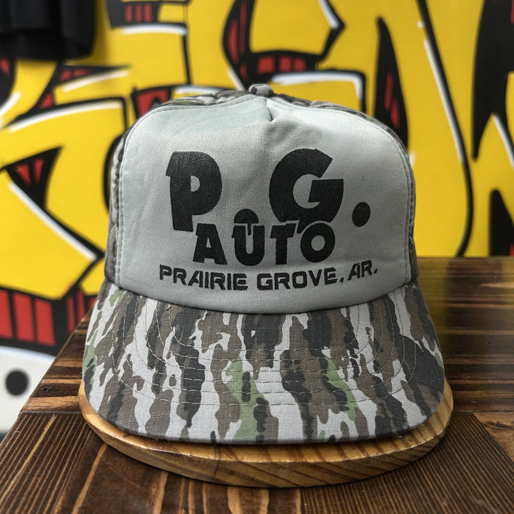 P&G Auto Vintage Snapback Camo Trucker Hat 80s
