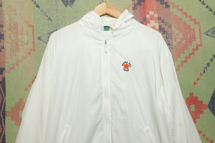 Hauna Kea Hawaii Vintage Izod Jacket XL 80s  Windbreaker White
