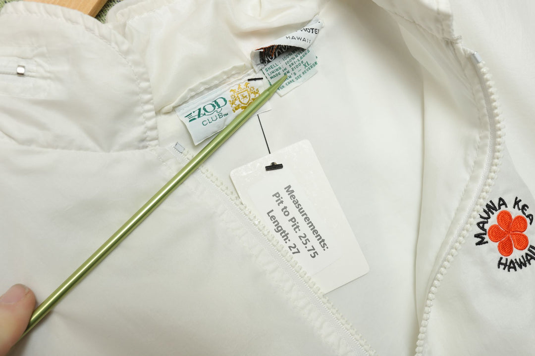 Hauna Kea Hawaii Vintage Izod Jacket XL 80s  Windbreaker White