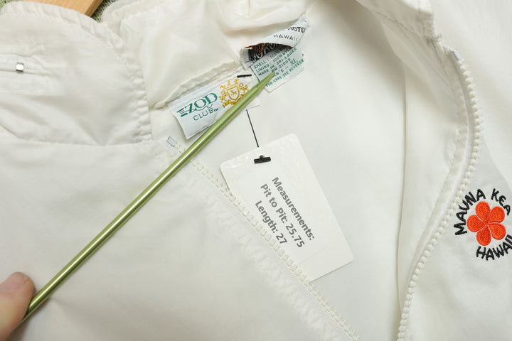 Hauna Kea Hawaii Vintage Izod Jacket XL 80s  Windbreaker White