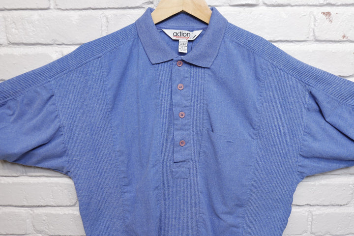 Action Vintage Blue Polo Shirt Large 90s