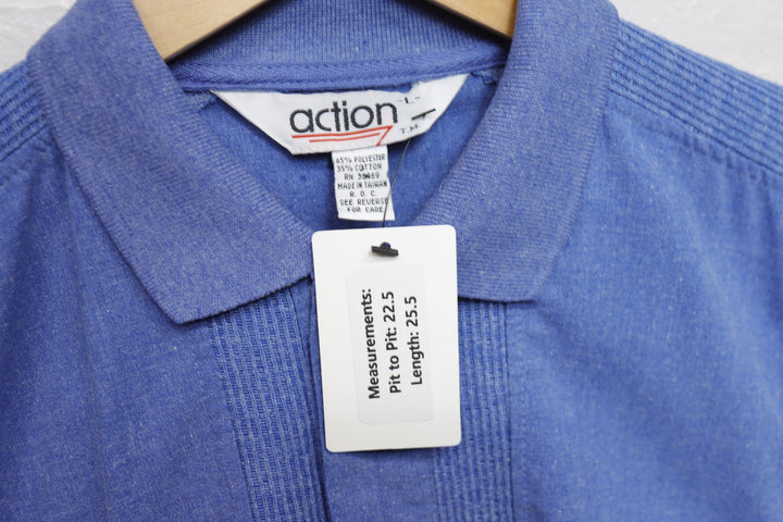 Action Vintage Blue Polo Shirt Large 90s