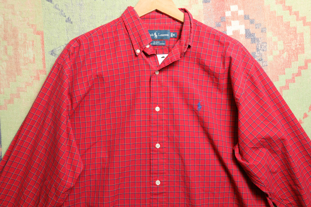 Polo Ralph Lauren red plaid Vintage  Shirt Medium 2000s