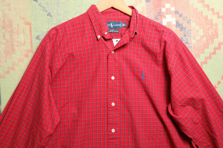 Polo Ralph Lauren red plaid Vintage  Shirt Medium 2000s