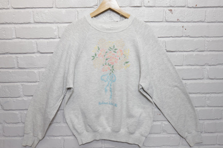 Mackinac Island Flowers Vintage Sweatshirt XL 90s