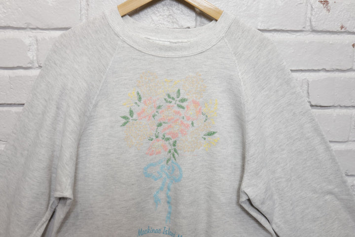 Mackinac Island Flowers Vintage Sweatshirt XL 90s