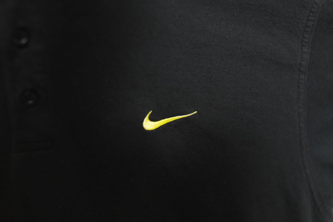 Nike Swoosh Vintage Black & Yellow Polo Shirt 90s XL