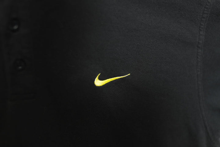 Nike Swoosh Vintage Black & Yellow Polo Shirt 90s XL