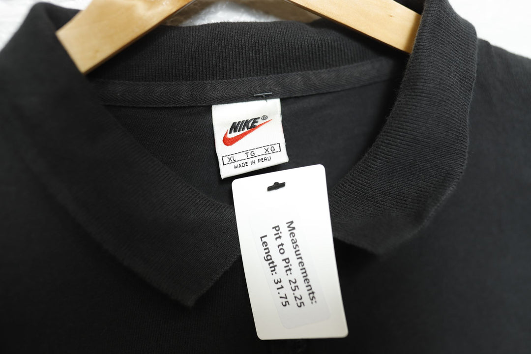 Nike Swoosh Vintage Black & Yellow Polo Shirt 90s XL