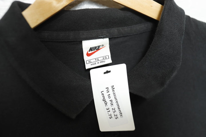 Nike Swoosh Vintage Black & Yellow Polo Shirt 90s XL
