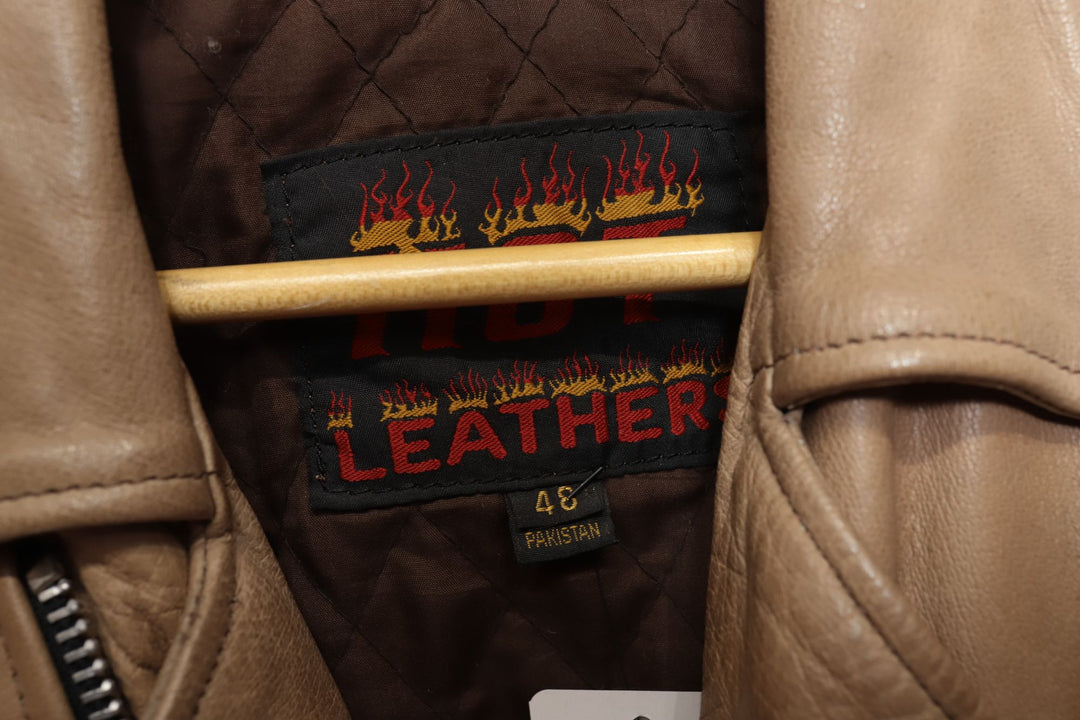 2000s Vintage Hot Leathers Tan Biker Jacket Size XL