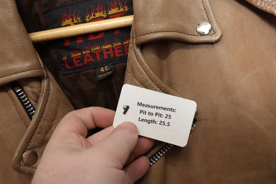2000s Vintage Hot Leathers Tan Biker Jacket Size XL