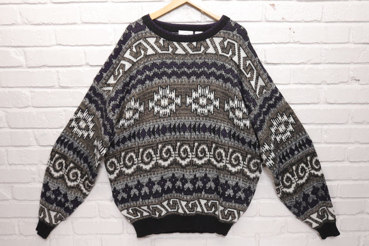 Piccadilly Vintage Geometric Pattern Sweater 80s XL