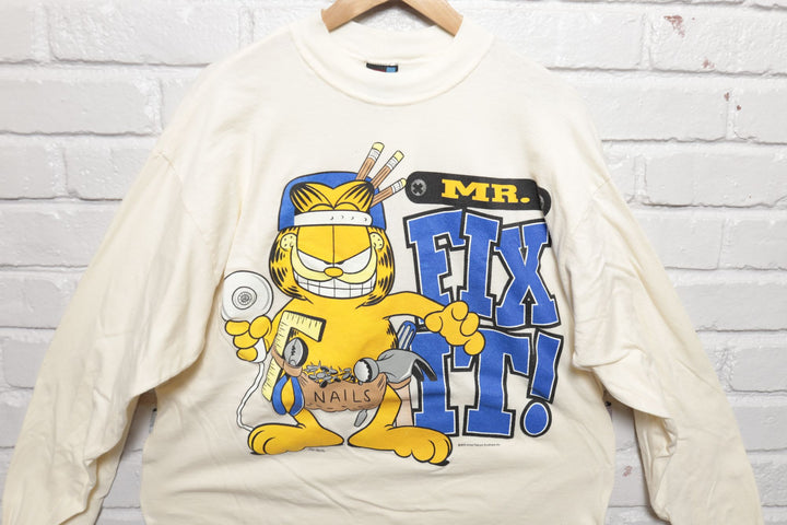 Garfield Mr. Fix It Vintage T Shirt 90s XL