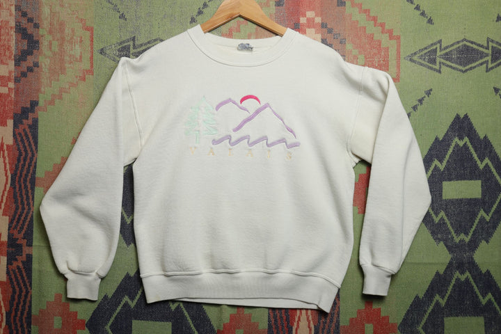 Valais Mountain Vintage Embroidered Sweatshirt 90s Medium
