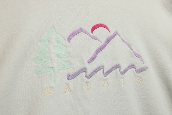 Valais Mountain Vintage Embroidered Sweatshirt 90s Medium