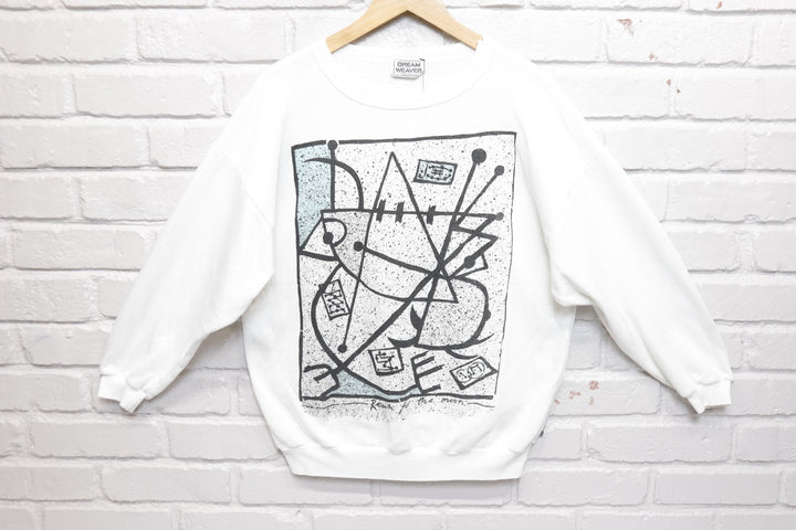 Abstract Art Vintage Reach the Moon Sweatshirt 80s Medium