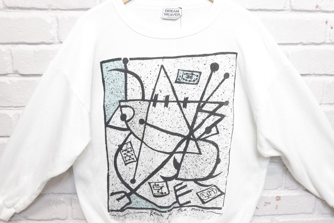 Abstract Art Vintage Reach the Moon Sweatshirt 80s Medium