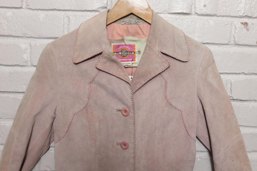 70s Vintage Ms. Pioneer Faded Suede Jacket Size Medium
