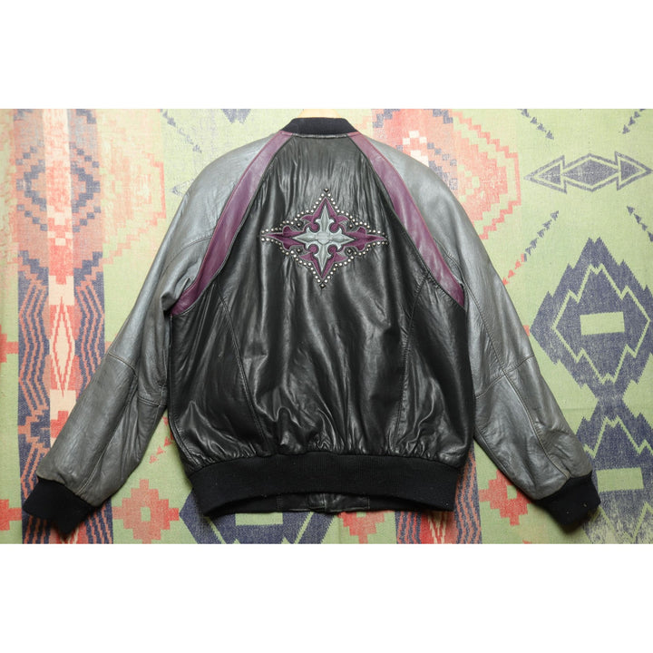 Harley Davidson Vintage Purple Leather Bomber Jacket Large 2000s  Chrome Y2K