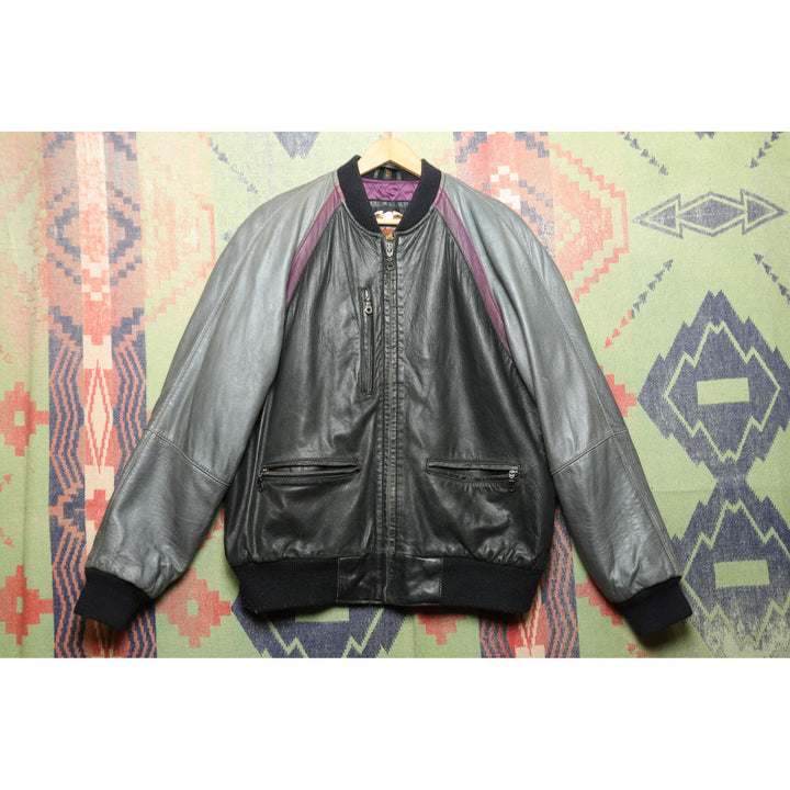 Harley Davidson Vintage Purple Leather Bomber Jacket Large 2000s  Chrome Y2K