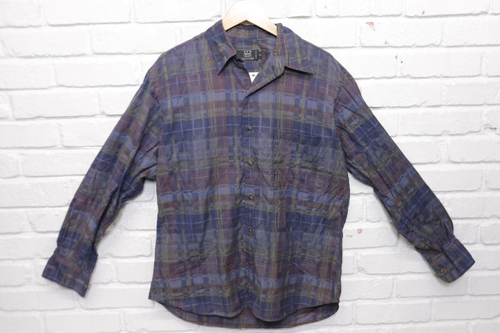 Ike Behar Vintage Plaid Shirt Medium 90s