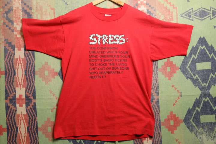 Stress Vintage Funny T Shirt Large 90s
