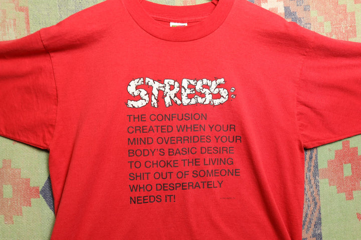 Stress Vintage Funny T Shirt Large 90s
