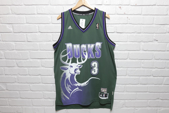 2000s Vintage Brandon Jennings Milwaukee Bucks Adidas Hardwood Classics Jersey Size Large