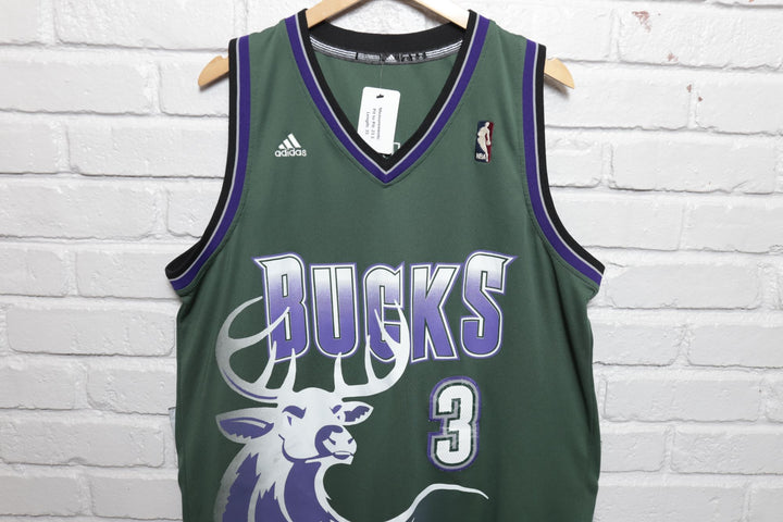 2000s Vintage Brandon Jennings Milwaukee Bucks Adidas Hardwood Classics Jersey Size Large