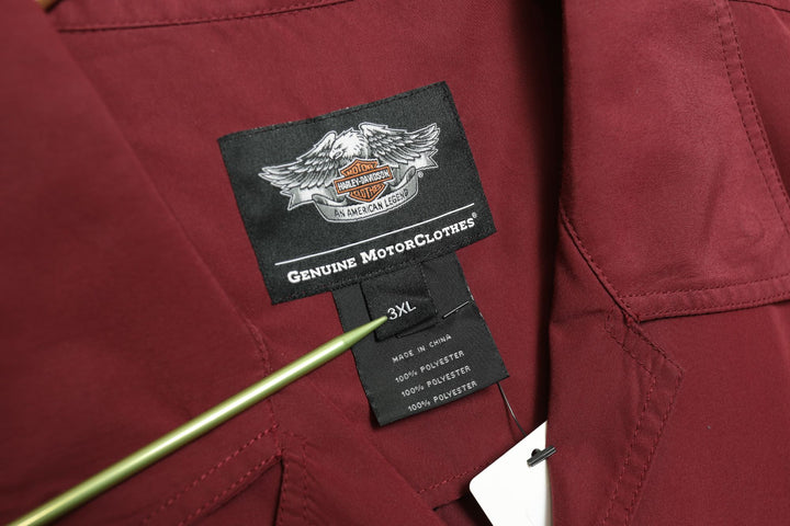 Harley Davidson Vintage Embroidered Shirt XXXL 2000s Burgundy Biker