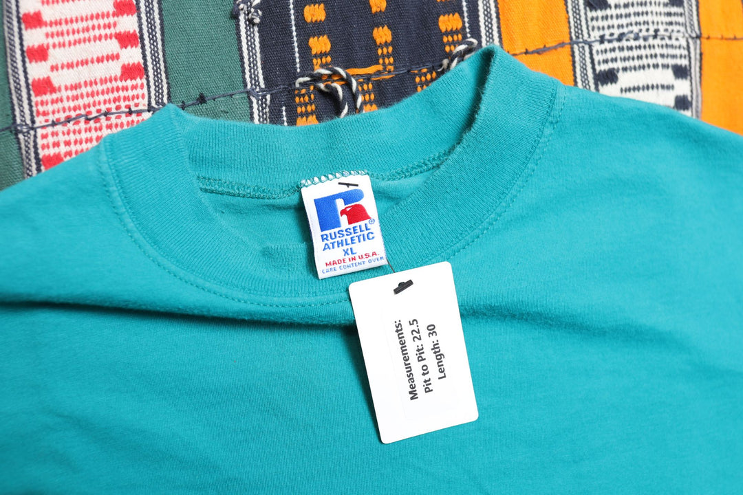 Russell Vintage Teal LS T Shirt XL 90s