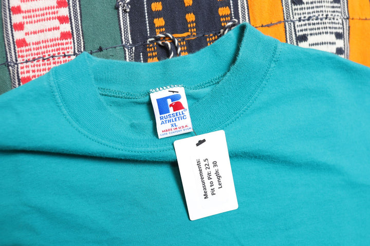 Russell Vintage Teal LS T Shirt XL 90s