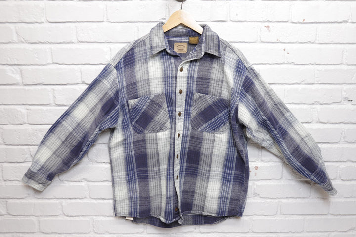 St Johns Bay Vintage Plaid Shirt Large 90s