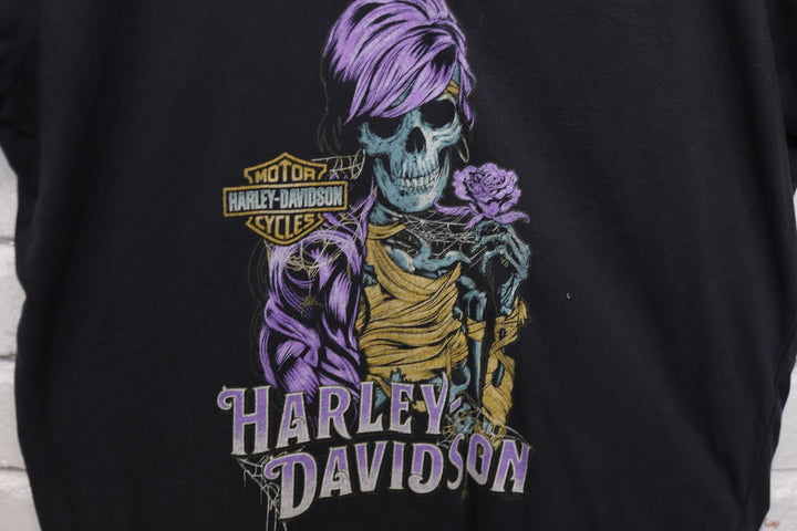 Harley Davidson Vintage Skeleton V Neck T Shirt 2000s Womens XL