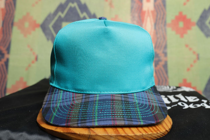 Plaid Brim Vintage Teal Snapback Hat 90s