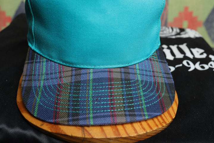 Plaid Brim Vintage Teal Snapback Hat 90s