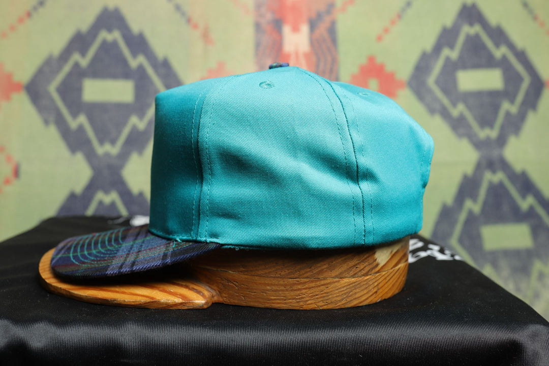 Plaid Brim Vintage Teal Snapback Hat 90s