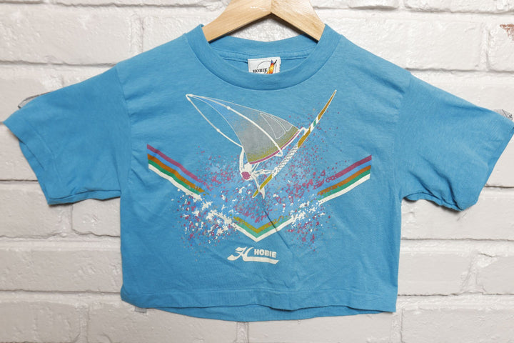 Hobie Surfing Vintage Crop Top T Shirt 80s Small