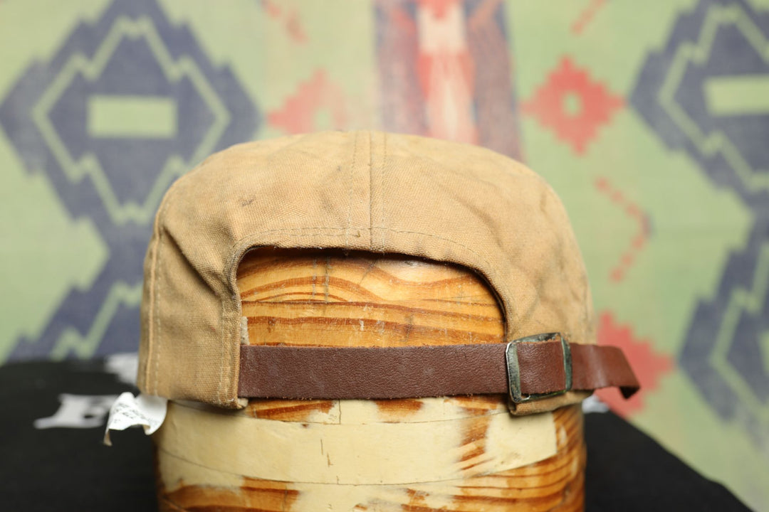 Filson Vintage Waxed Canvas Tin cloth Leather Strap back Hat 80s