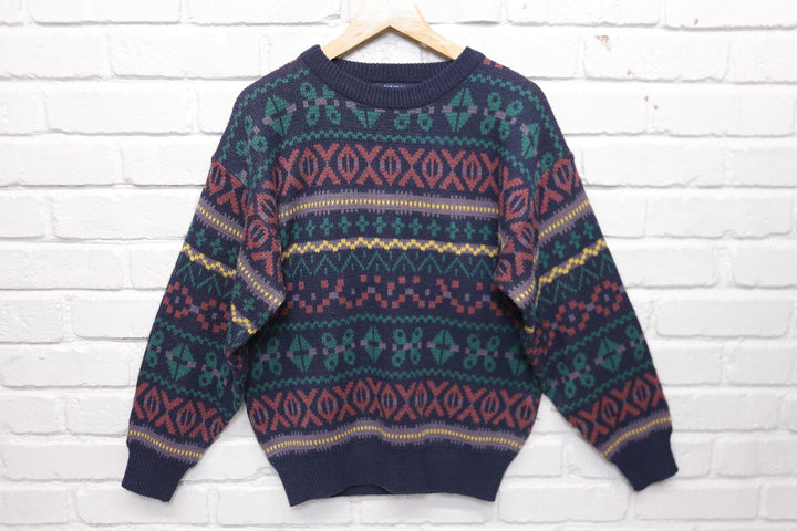 Duncan Row Vintage Abstract Sweater Small 90s