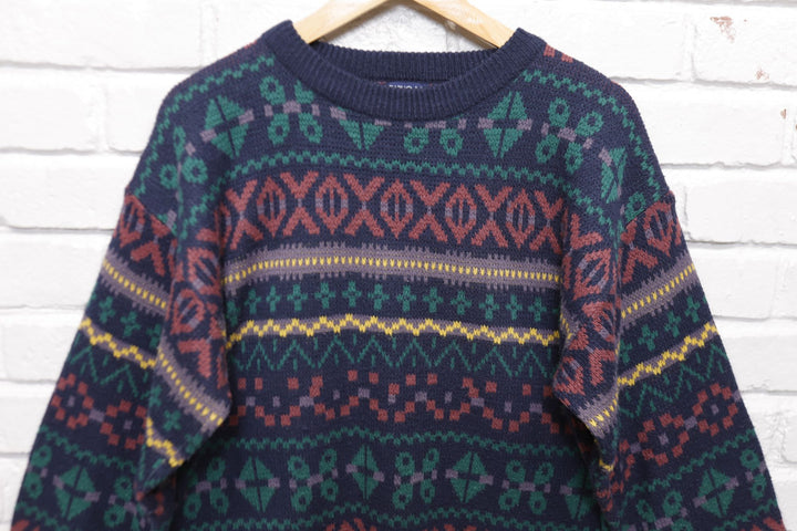 Duncan Row Vintage Abstract Sweater Small 90s