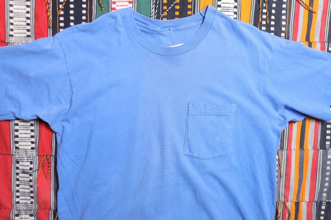 Vintage Blue Pocket  T Shirt XL 90s