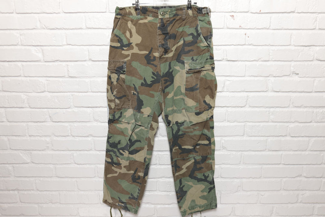 US Military Vintage Pants 80s 34/31 Woodland Camo Cargo