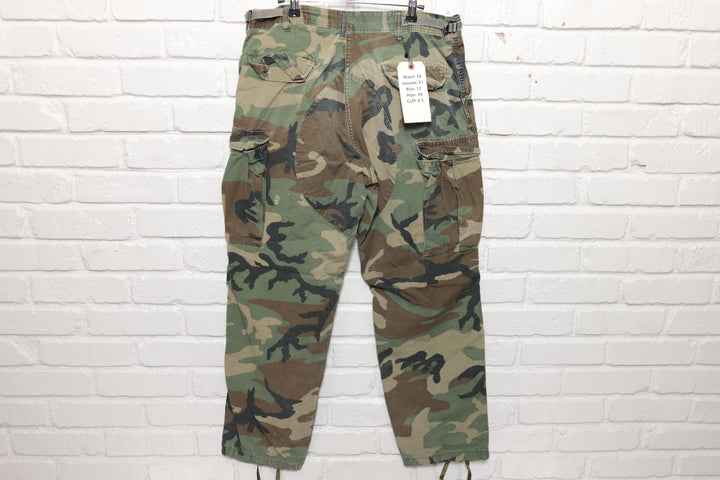 US Military Vintage Pants 80s 34/31 Woodland Camo Cargo