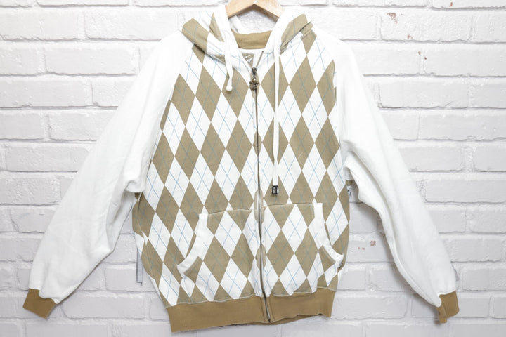 Sapphire Lounge Vintage Argyle Hoodie Large Y2K 2000s
