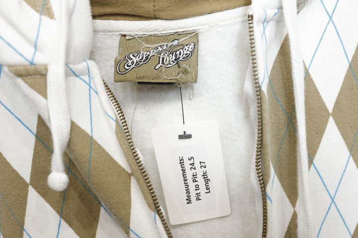 Sapphire Lounge Vintage Argyle Hoodie Large Y2K 2000s