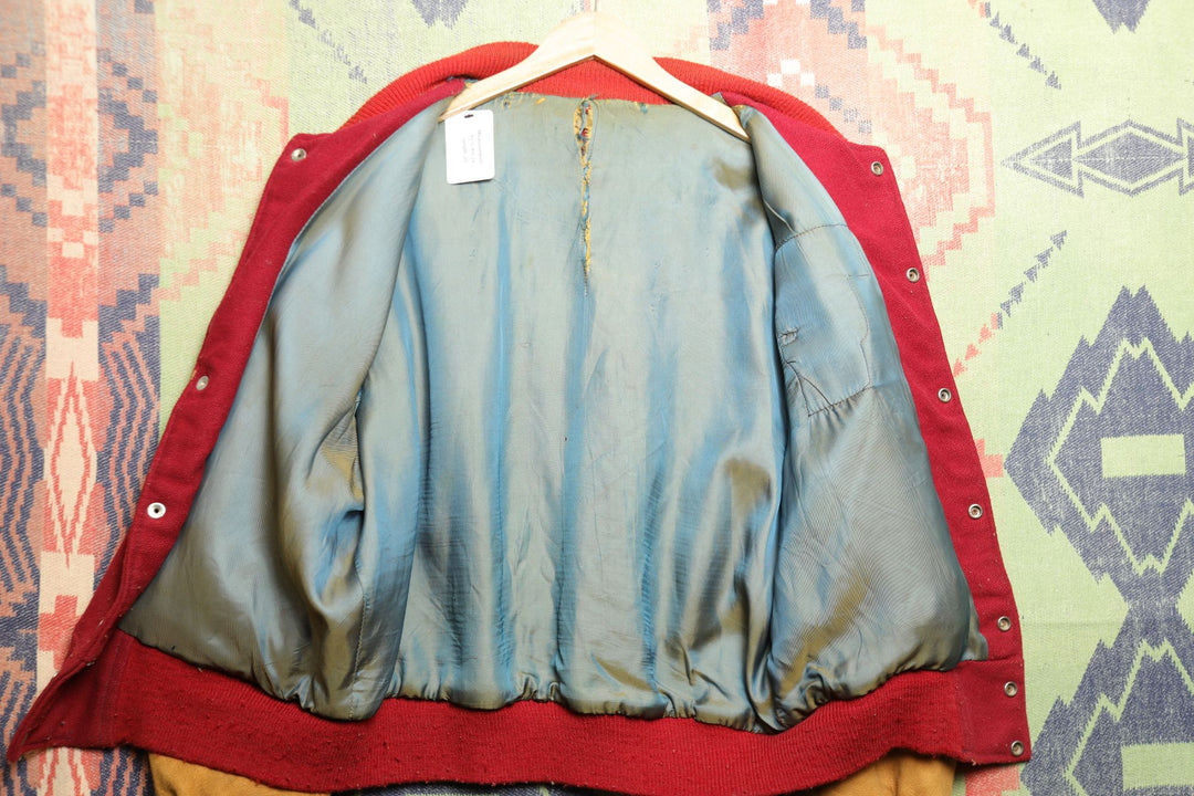 Native American Mascot Vintage Letterman Wrestling Jacket XL 60s