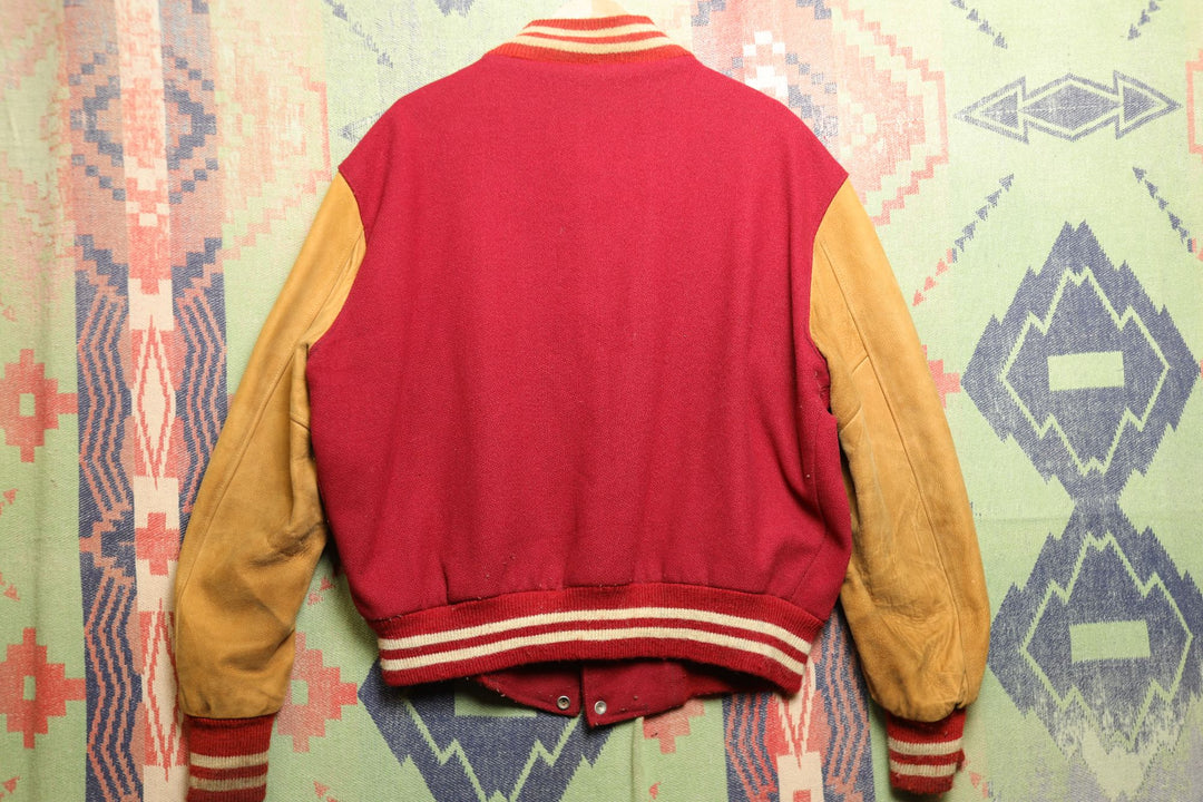 Native American Mascot Vintage Letterman Wrestling Jacket XL 60s