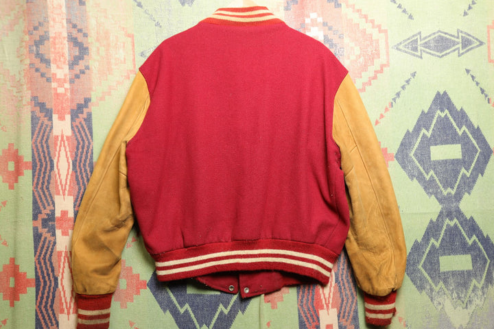 Native American Mascot Vintage Letterman Wrestling Jacket XL 60s